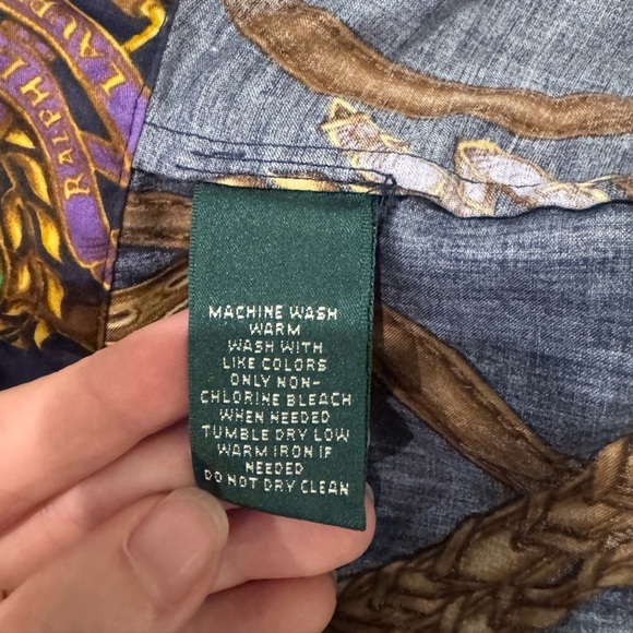 Lauren Ralph Lauren Vintage Full Printed Monogram 100% Cotton equestrian - Picture 5 of 7